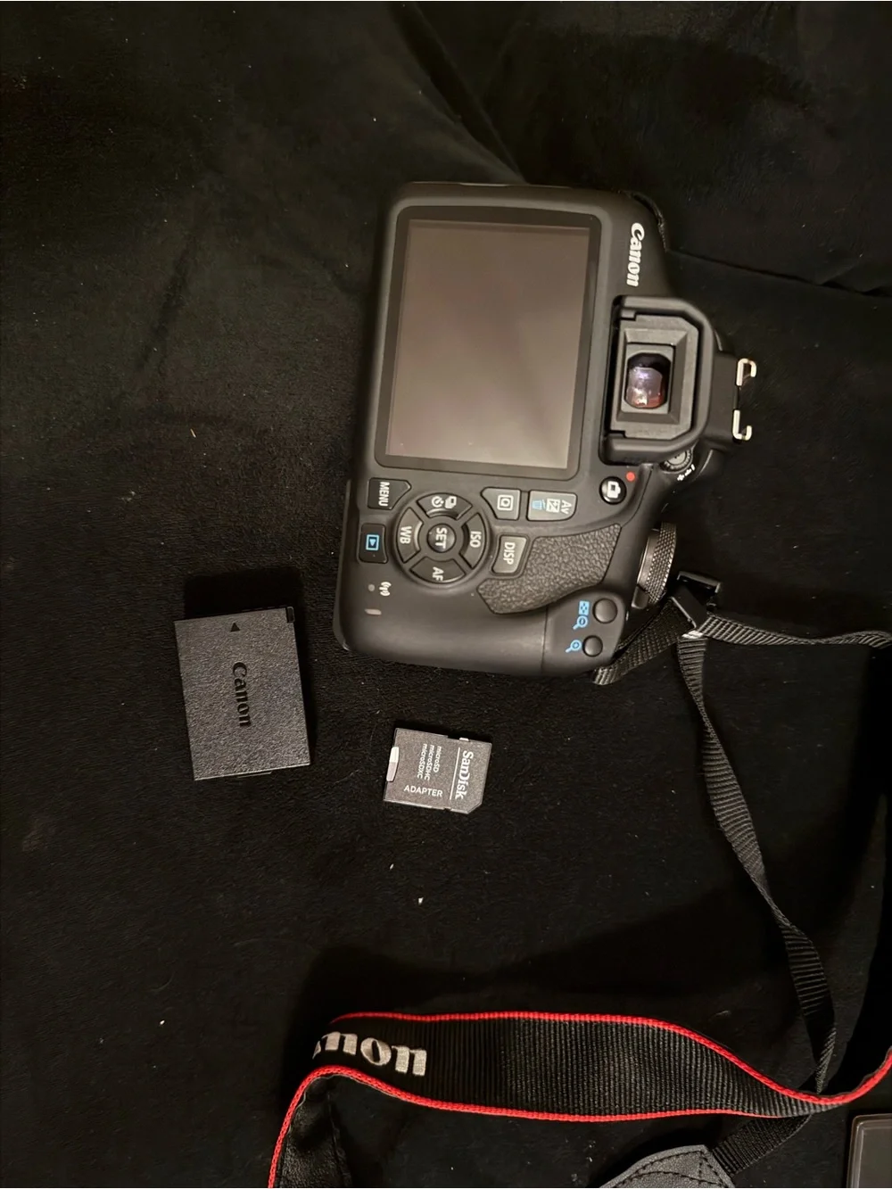 Canon rebel t7 Camera Kit Bag with Black Camera Body and Accessories